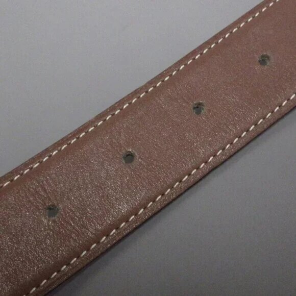 100% Auth HERMES Double H Brown Cream Leather Hardware square K Belt 364-102724 - Picture 4 of 7
